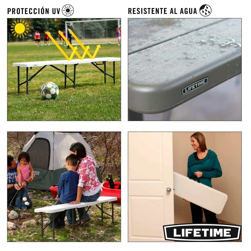 Banco Plegable Ultrarresistente 454 Kg LIFETIME 183x29x42 Cm UV100 - Imagen 3