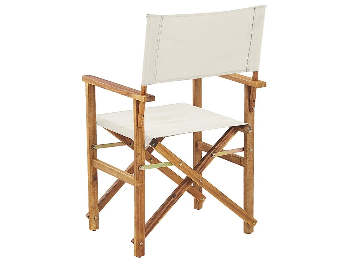 Conjunto De 2 Sillas De Jardín Madera Clara/blanco Crema Con Tela Blanco/naranja/verde CINE - Imagen 9