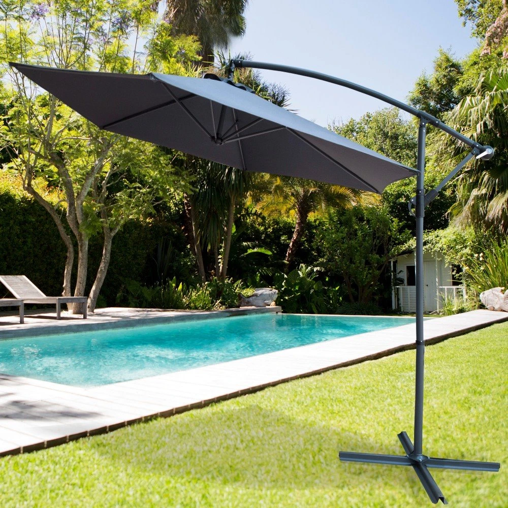 Parasol Excéntrico Banana 300 Cm Gris Mástil Aluminio Aktive Garden - Imagen 5