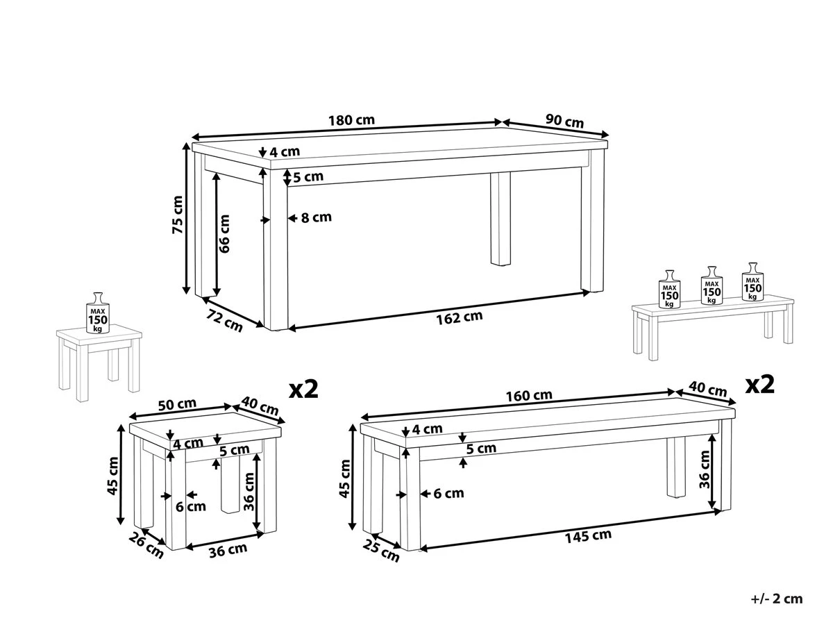 Conjunto De Jardín Mesa 2 Bancos Y 2 Taburetes De Cemento Reforzado Gris/madera Clara OSTUNI - Imagen 3