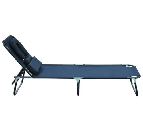 Outsunny Tumbona Plegable Con Respaldo Ajustable En 4 Posiciones Tumbona De Jardín Con Almohada Marco De Acero Y Tela Oxford Para Camping Playa Terraza 190x56x28 Cm Negro - Imagen 5