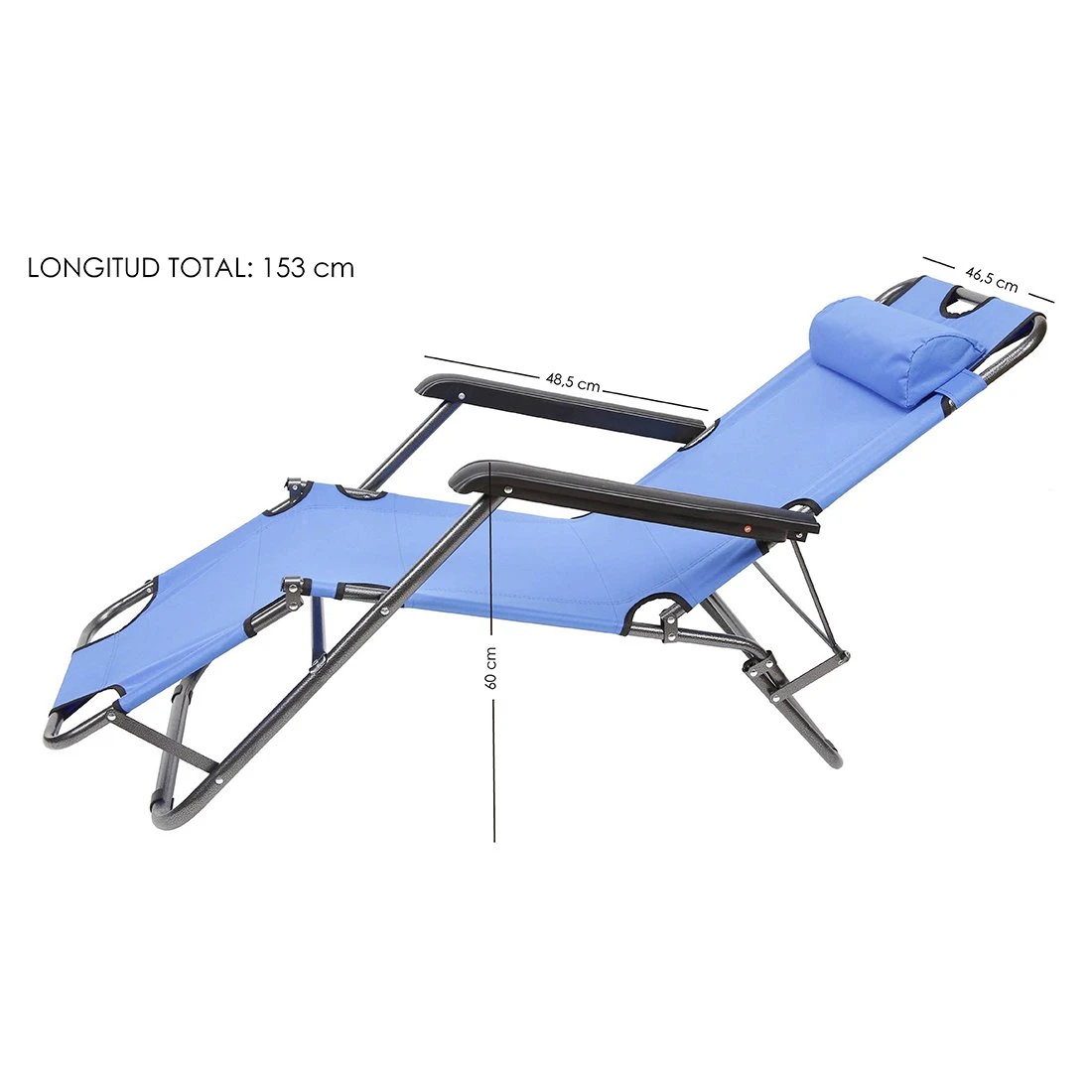 Acomoda Textil – Set De 2 Tumbonas Plegables De Metal Para Jardín. Silla Reclinable Resistente Y Duradera, Reposacabezas Extraible Y Lavable Para Camping, Terraza Y Playa. (Modelo D, Azul) - Imagen 2