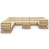 Set De Muebles De Jardín 12 Pzs Cojines Madera Pino Marrón Miel VidaXL