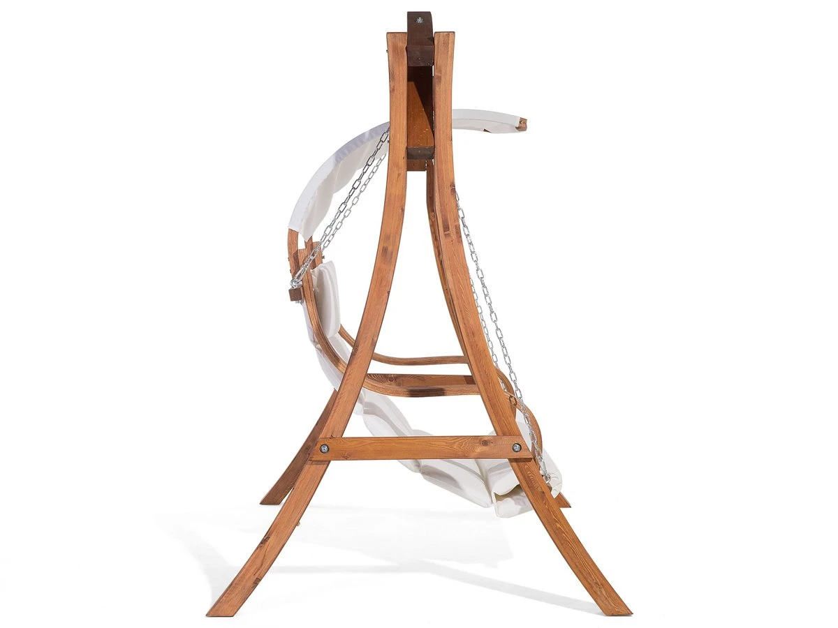 Columpio De Madera De Alerce Oscura/beige Crema APRILIA - Imagen 6