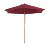 Outsunny Sombrilla Parasol De Madera Ø250x230cm Para Exterior Con 6 Varillas Sistema De Cuerda Con Fijación Desmontable Portátil Fácil De Guardar Y Transportar Granate
