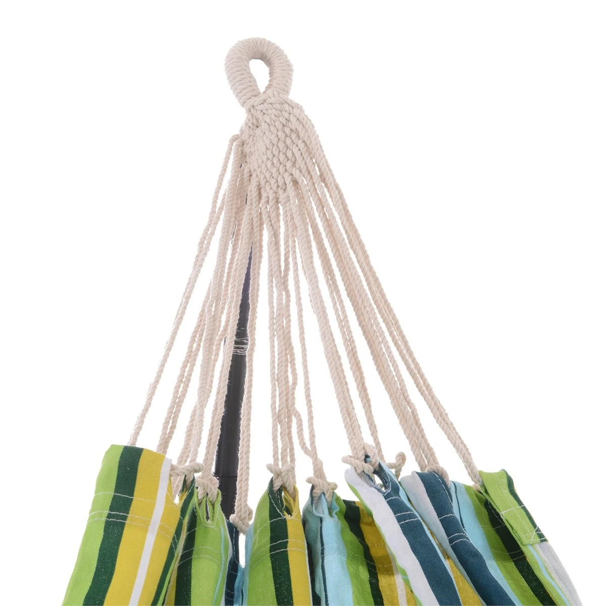 Outsunny Hamaca De Algodón Para Jardín 200x150 Cm Hamaca Colgante Portátil Carga Máx. 180 Kg Para Acampar Piscina Camping Rayas Multicolor - Imagen 9
