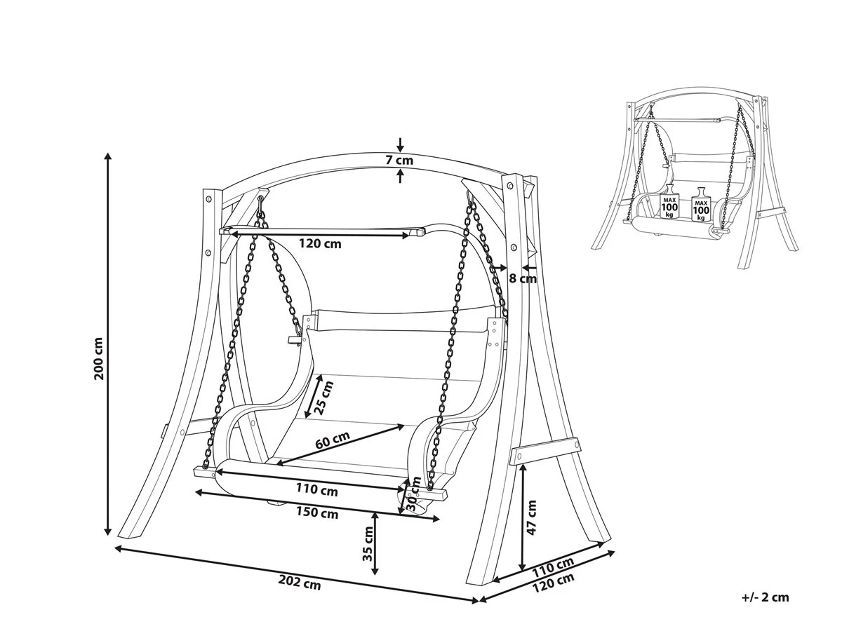 Columpio De Madera De Alerce Oscura/beige Crema APRILIA - Imagen 3
