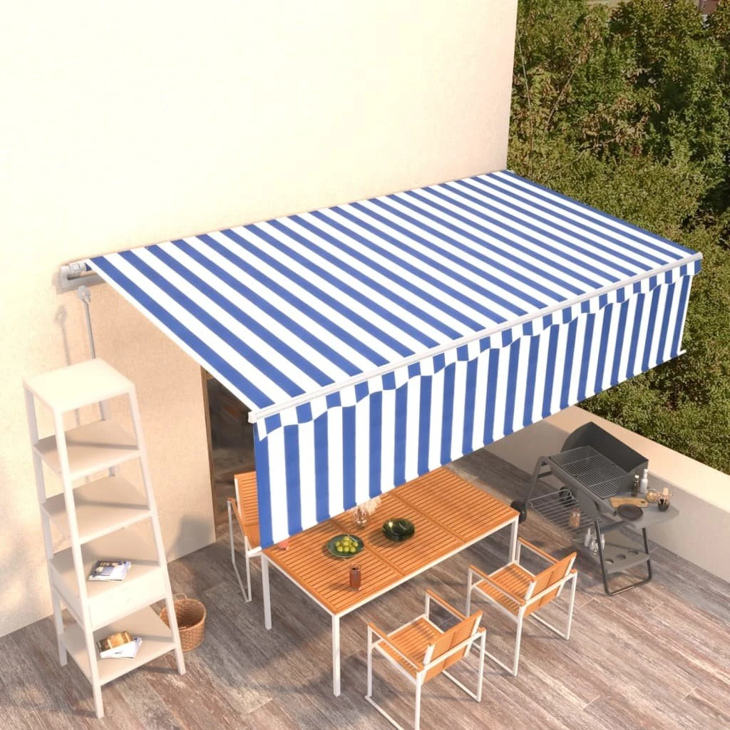 Toldo Automático Retráctil Con Persiana 6x3 M Azul Y Blanco VidaXL - Imagen 3