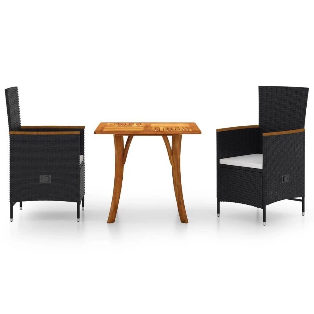 Juego De Comedor Para Jardín 3 Piezas Negro VidaXL - Imagen 2