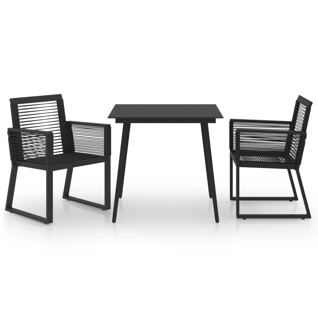 Juego De Comedor De Jardín 3 Piezas Ratán PVC Negro VidaXL - Imagen 2