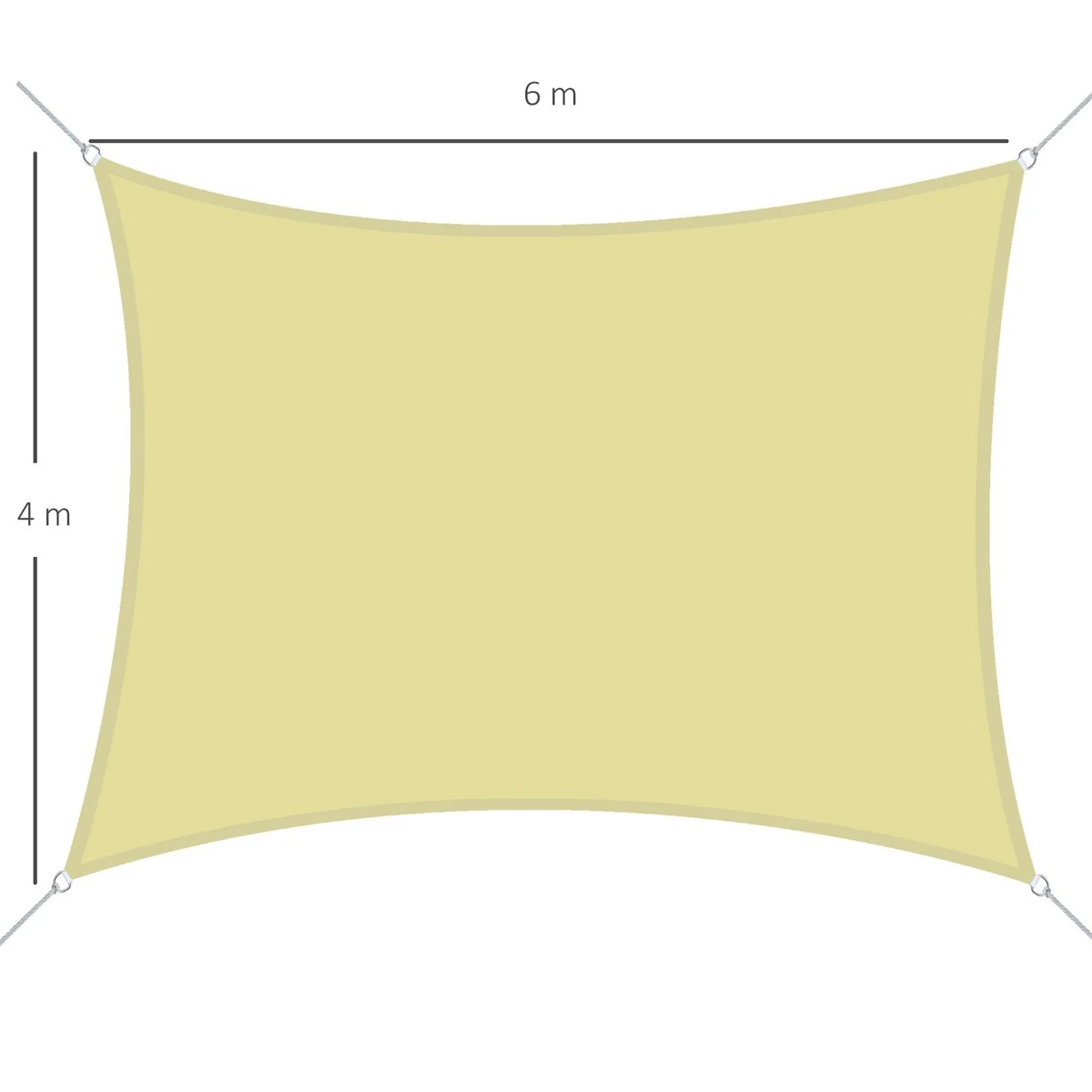 Outsunny Toldo Vela Rectángulo 4x6m Vela De Sombra Para Terraza Jardín Camping Resistente Al Agua Protección UV Poliéster Color Arena - Imagen 2