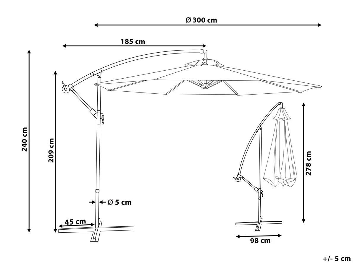 Sombrilla Voladiza De Poliéster Rojo/borgoña 300 Cm RAVENNA - Imagen 3