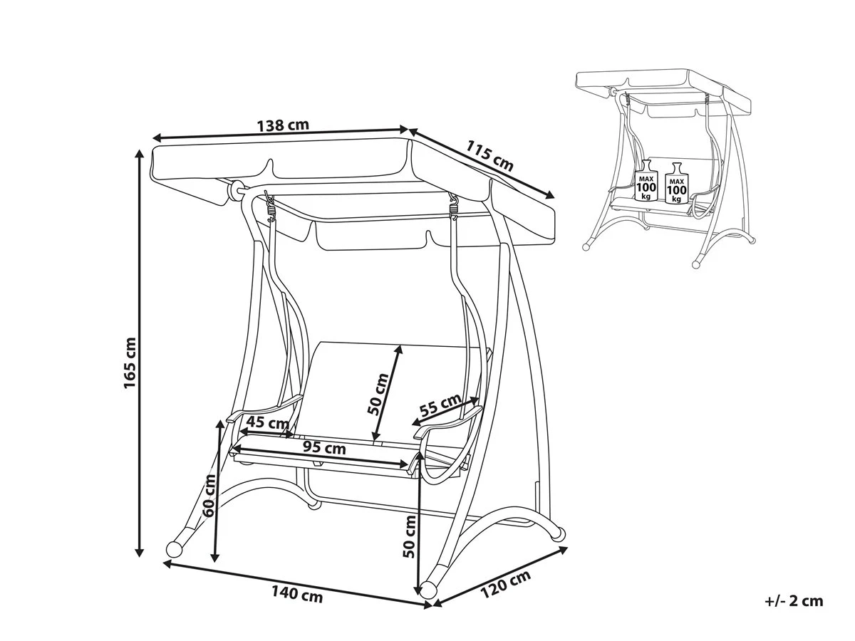Columpio De Jardín Gris TESERO - Imagen 3