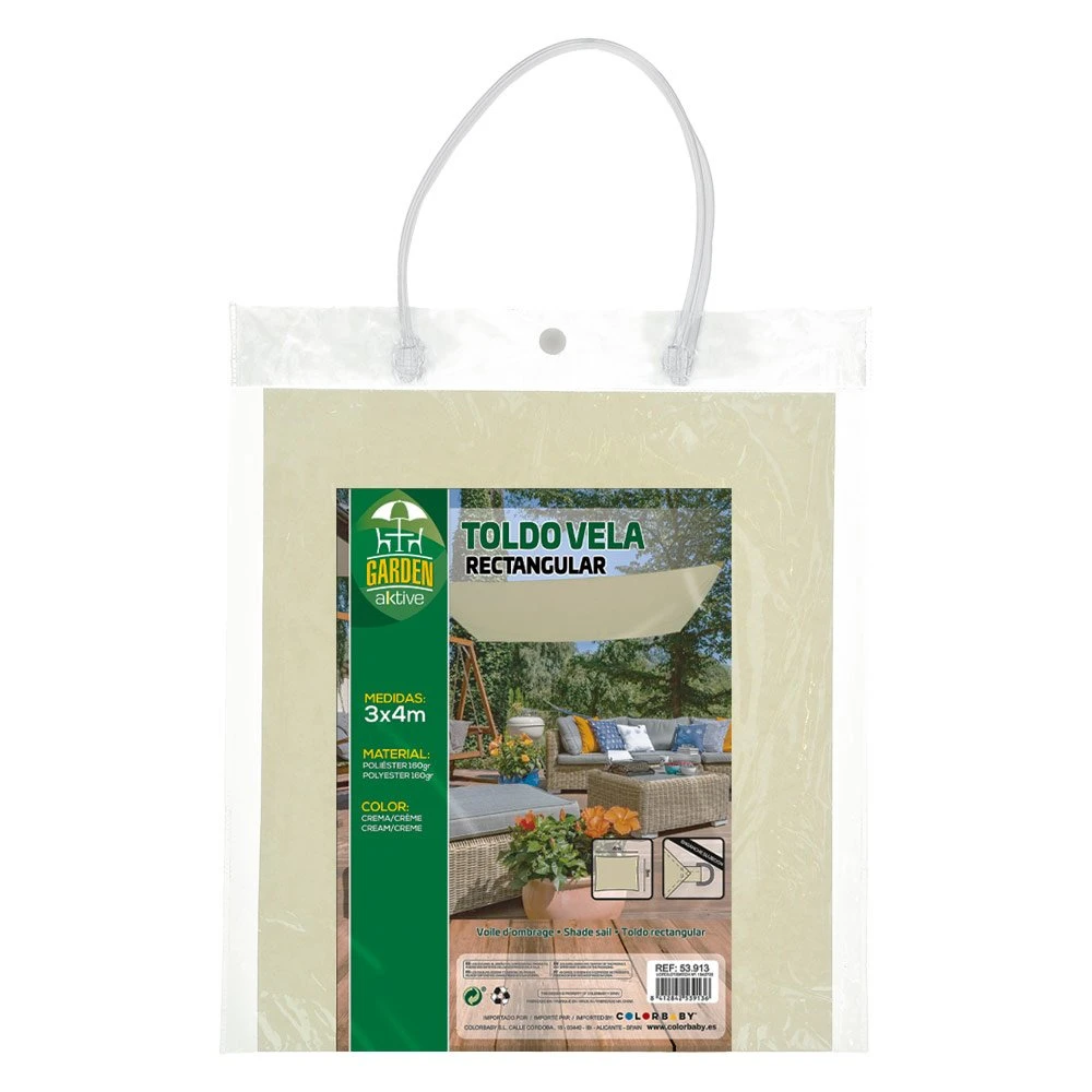 Toldo Vela Sombreo Rectangular Aktive Garden Color Crema - Imagen 4
