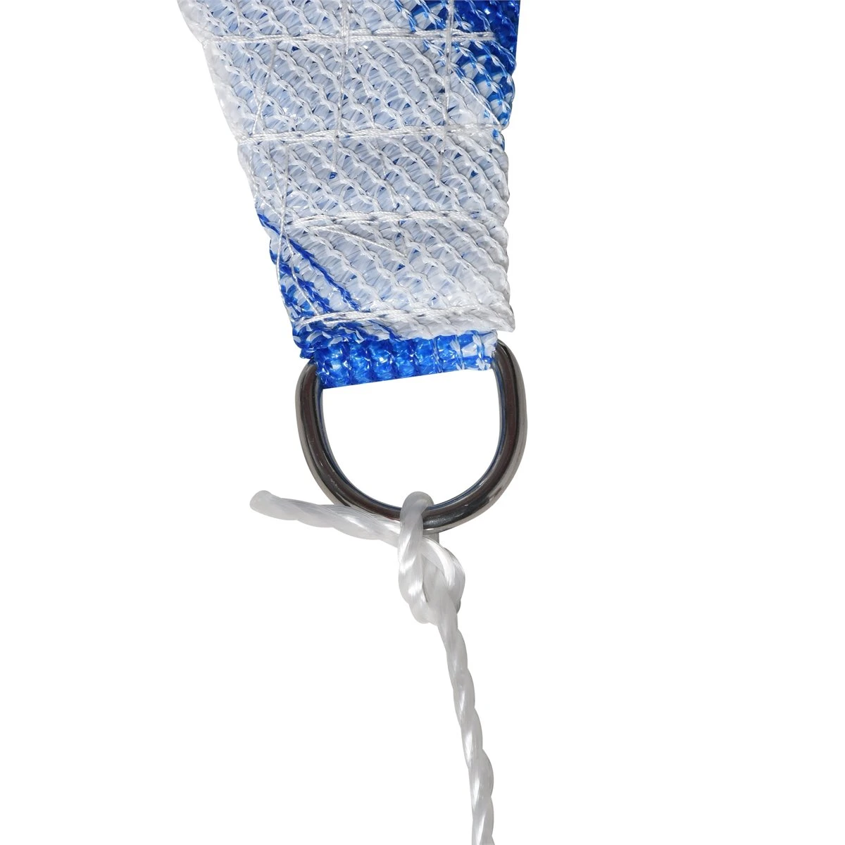 Outsunny Toldo Vela De Sombra Triangular 5x5x5 M HDPE Transpirable De Protección UV Con Anillos Y Cuerdas Para Patio Jardín Piscina Terraza Cochera Azul Y Blanco - Imagen 5