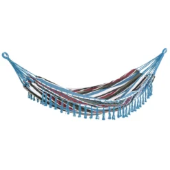 Outsunny Hamaca Doble Portátil De Algodón 285x150 Cm Con Bolsa De Transporte Para Exteriores Patio Jardín Playa Camping Carga 180 Kg Multicolor