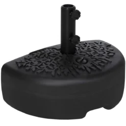Outsunny Base De Pared Para Sombrilla Ø38/48 Mm Soporte Semicircular De Parasol Rellenable De Arena 21 Kg O Agua 18 Kg Para Jardín Patio Terraza Exterior 50x31x18 Cm Negro