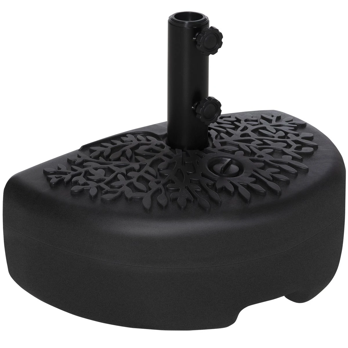 Outsunny Base De Pared Para Sombrilla Ø38/48 Mm Soporte Semicircular De Parasol Rellenable De Arena 21 Kg O Agua 18 Kg Para Jardín Patio Terraza Exterior 50x31x18 Cm Negro