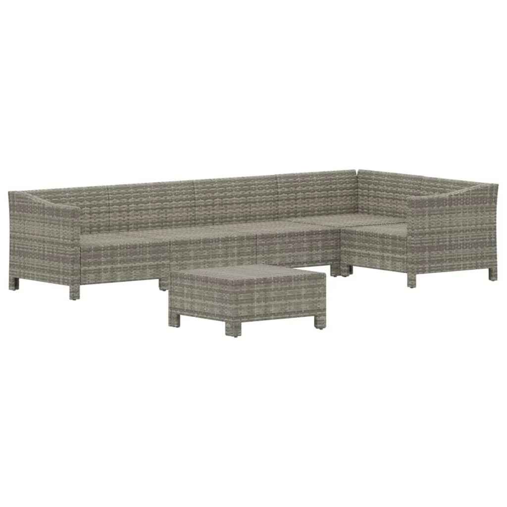 Set De Muebles De Jardín 6 Pzas Y Cojines Ratán Sintético Gris VidaXL - Imagen 4