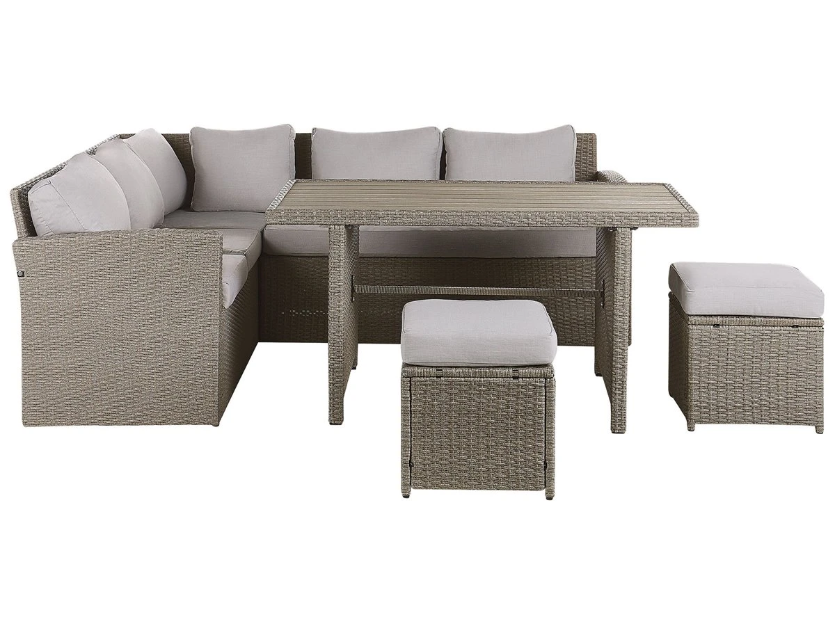 Conjunto De Jardín 5 Plazas De Ratán Gris Pardo/beige BARDI - Imagen 5
