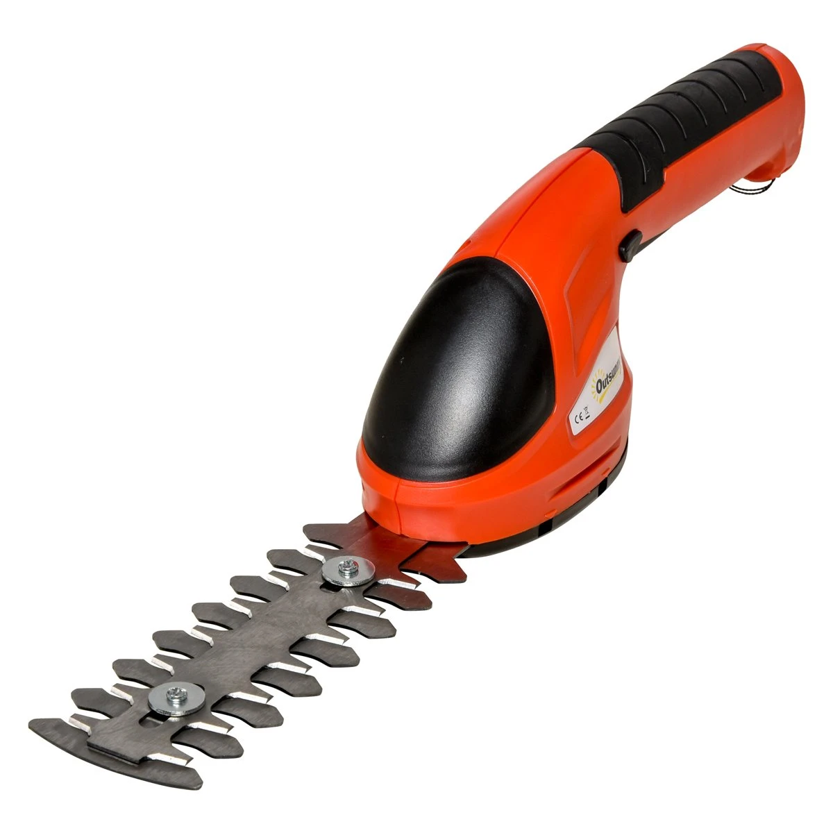 Outsunny Tijeras Cortacésped Y Arreglasetos 2 En 1 A Batería De 3.6V Con 2 Cuchillas Ancho De Corte 12 Cm/8 Cm Para Setos Césped Llave De Seguridad 37x6x9,5 Cm Rojo Y Negro