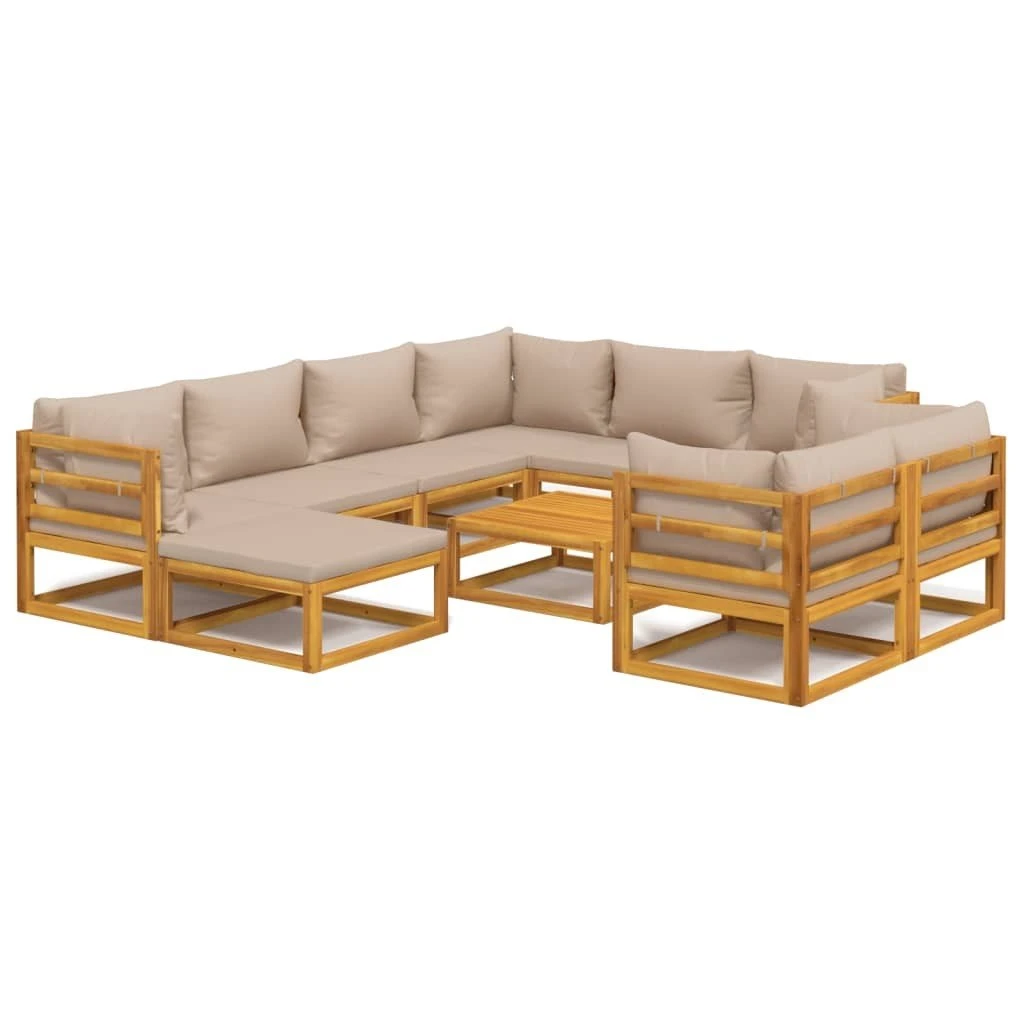 Set Muebles Jardín 10 Pzasy Cojines VidaXL - Imagen 2