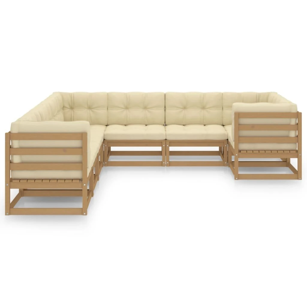 Set De Muebles De Jardín 8 Pzs Cojines Madera Pino Marrón Miel VidaXL - Imagen 2
