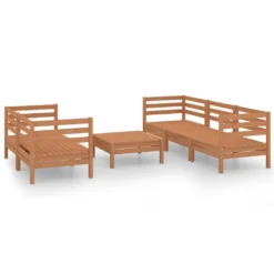 Juego Muebles De Jardín 6 Pzas Madera Maciza Pino Marrón Miel VidaXL