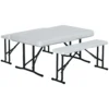 Outsunny Conjunto Mesa Y 2 Bancos Plegables De Jardín Muebles Para Camping Picnic Mesa De 103x63x76 Cm Y Asiento De 84,5x20x40 Cm Blanco