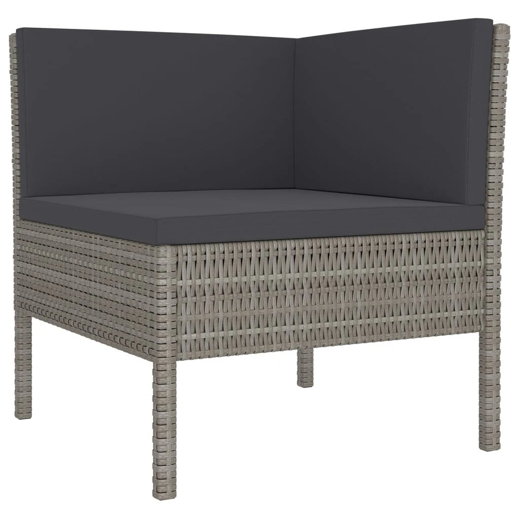 Set De Muebles De Jardín 11 Pzas Y Cojines Ratán Sintético Gris VidaXL - Imagen 4