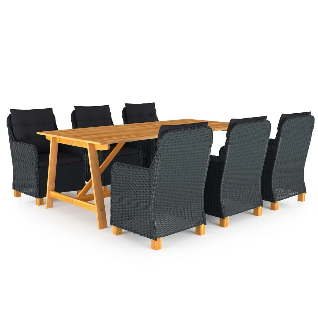 Juego De Comedor De Jardín 7 Piezas Gris Oscuro VidaXL - Imagen 3