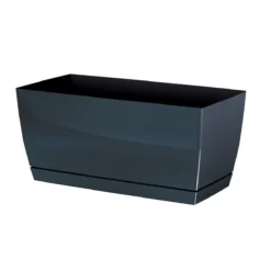 Prosperplast Jardinera De Plastico Coubi Case P En Color Grafito 24 (largo) X 12 (ancho) X 11 (altura) Cm