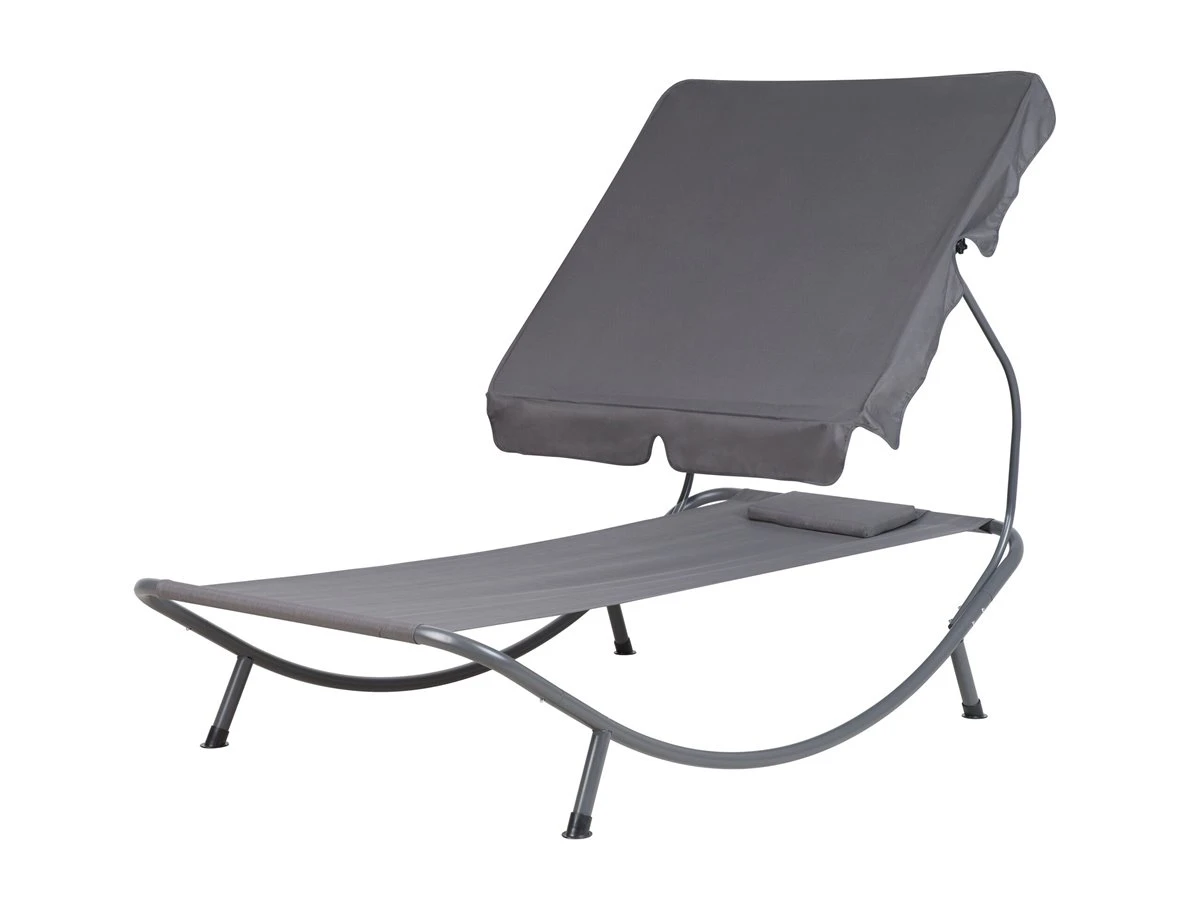 Tumbona De Jardín Metal Gris Con Techo Ajustable TERNO - Imagen 5