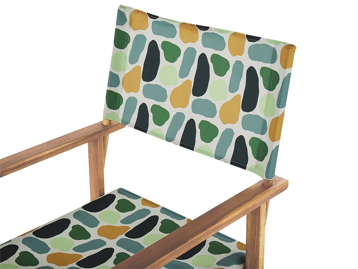 Conjunto De 2 Sillas De Jardín Madera Clara/blanco Crema Con Tela Blanco/naranja/verde CINE - Imagen 6