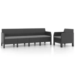 Set De Muebles De Jardín 2 Pzas Cojines PP Ratán Gris Antracita VidaXL