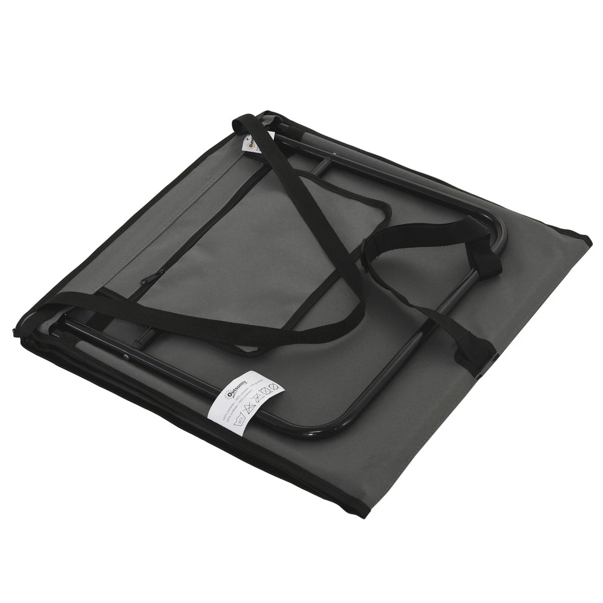 Outsunny Conjunto De 2 Esterillas De Playa Plegable Esteras Acolchadas Con Respaldo Reclinable Y Bolsa De Transporte Para Jardín Camping 142x51x40 Cm Gris - Imagen 9