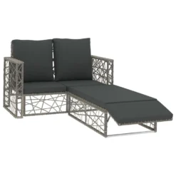 Set De Muebles De Jardín 2 Pzas Y Cojines Ratán Sintético Gris VidaXL