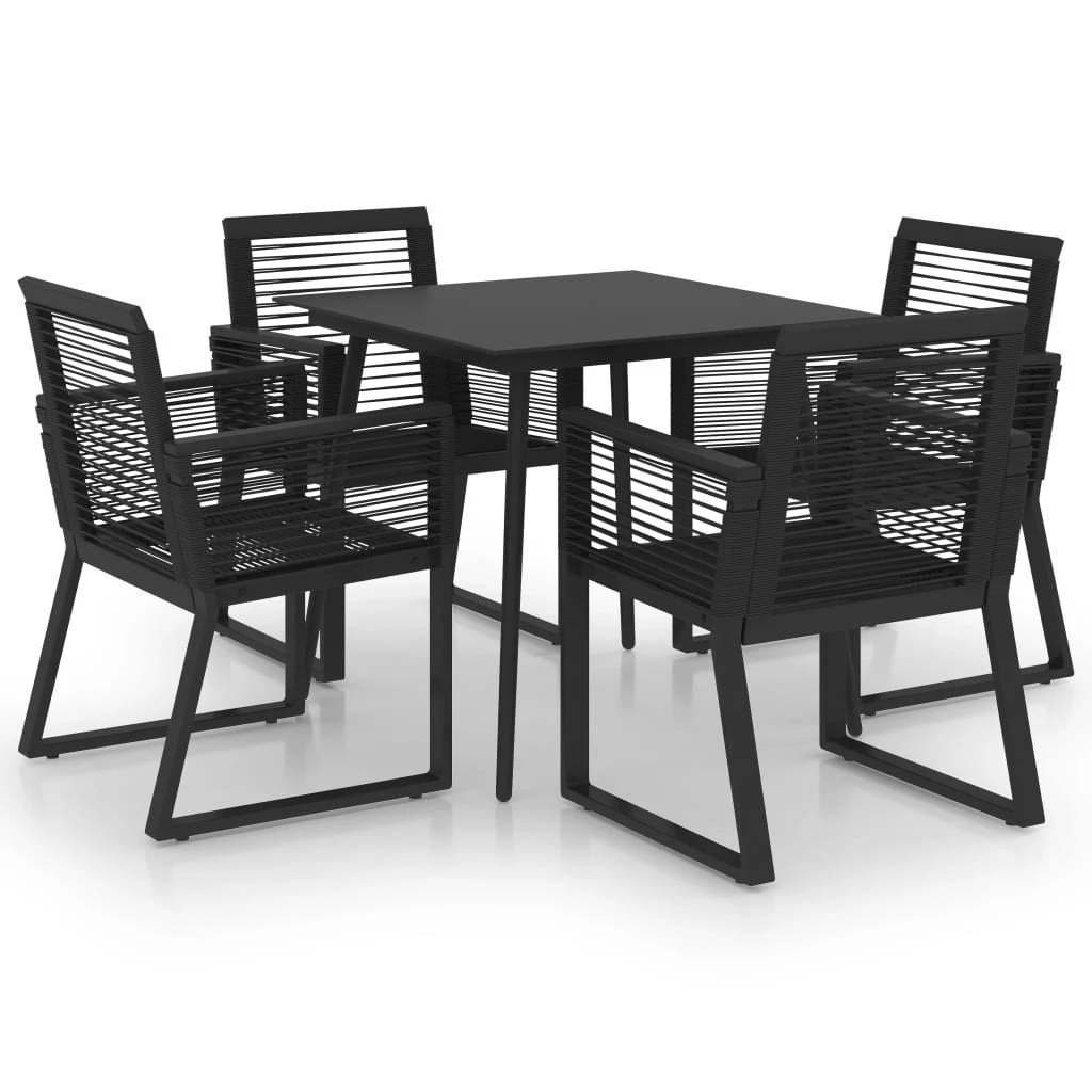 Juego De Comedor Para Jardín 5 Piezas Ratán PVC Negro VidaXL - Imagen 2