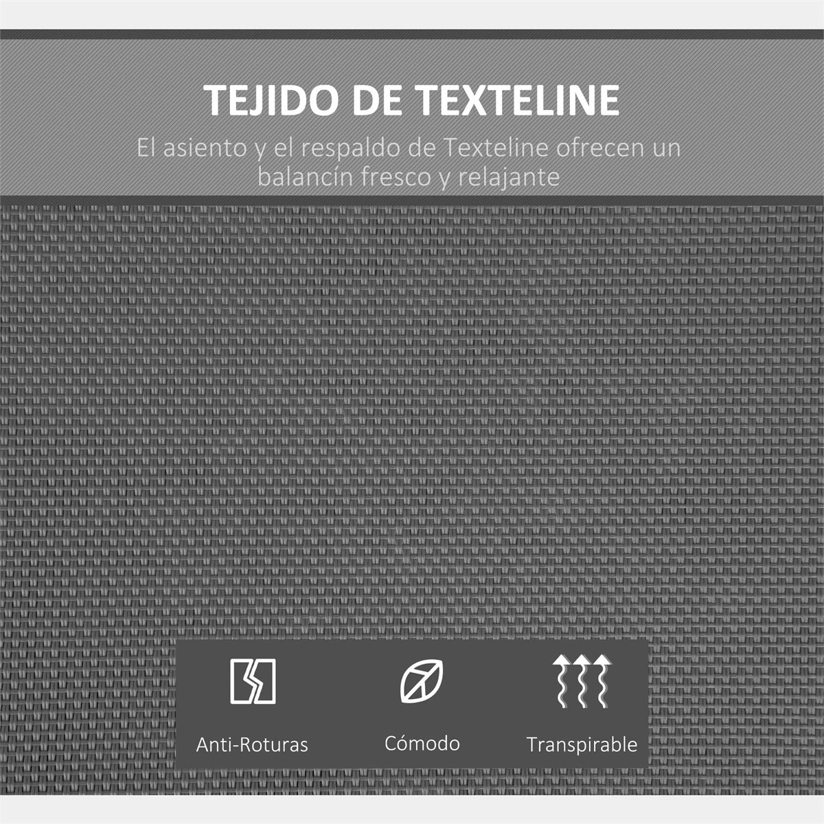 Outsunny Columpio Balancín De Jardín De 2 Plazas Con Techo Ajustable Respaldo Transpirable Y Marco De Acero Para Balcón Terraza Exterior Carga Máx. 220 Kg 150x110x170 Cm Gris - Imagen 6