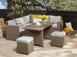 Conjunto De Jardín 5 Plazas De Ratán Gris Pardo/beige BARDI