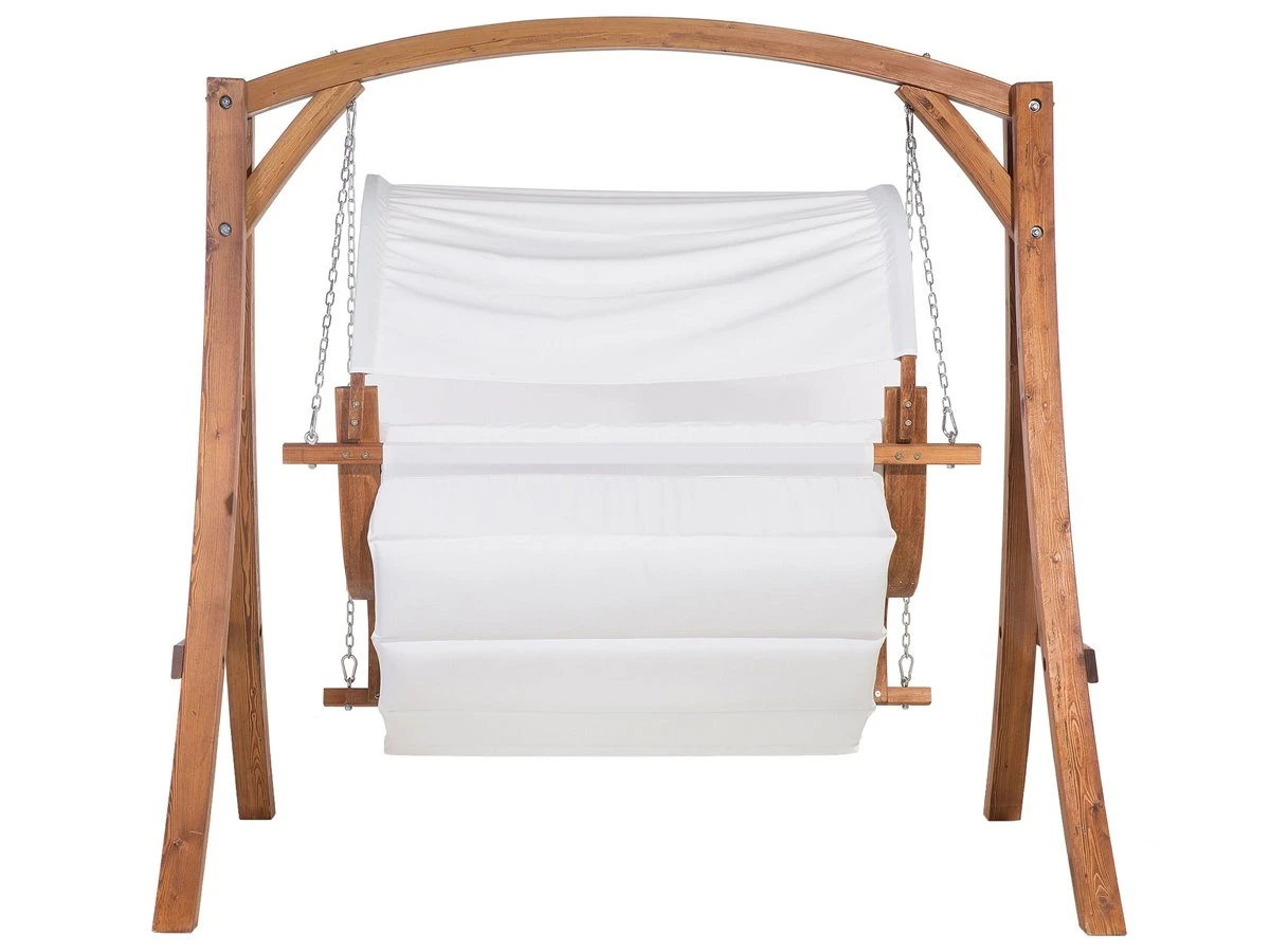 Columpio De Madera De Alerce Oscura/beige Crema APRILIA - Imagen 8