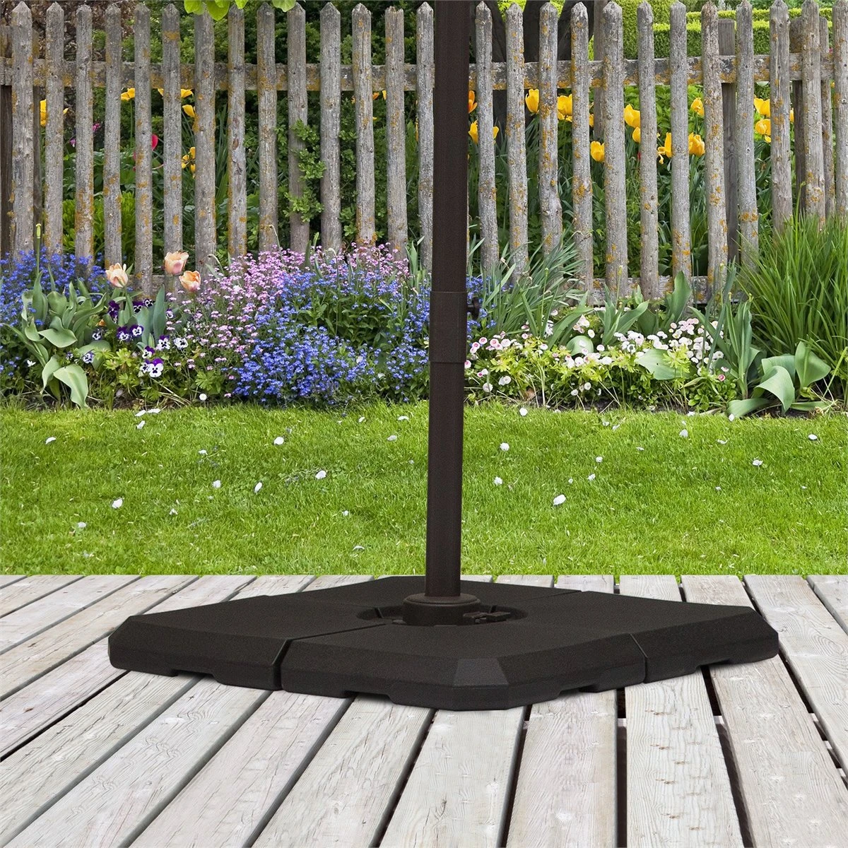 Outsunny Set De 4 Piezas Soporte De Parasol Base Para Sombrilla Terreza O Jardín Rellenable De 80 Kg De Agua O 120 Kg De Arena Estable 100x100x9.5 Cm Negro - Imagen 2