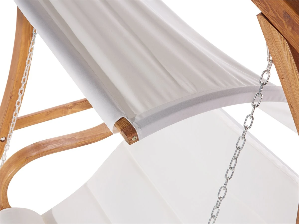 Columpio De Madera De Alerce Oscura/beige Crema APRILIA - Imagen 9