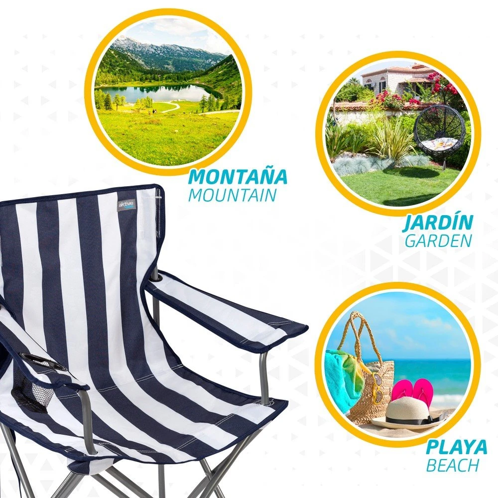 Silla Plegable Camping Con Posavasos Aktive - Imagen 5