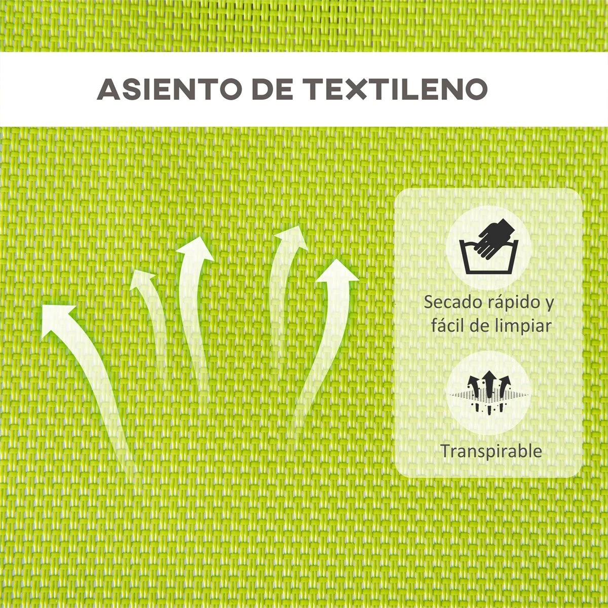 Outsunny Tumbona Mecedora De Jardín Con Reposacabezas Extraíble Sillón Tumbona Ergonómica De Exterior Plegable Tela De Texteline Para Patios Piscina Al Aire Libre 80x154x84 Cm Verde - Imagen 4