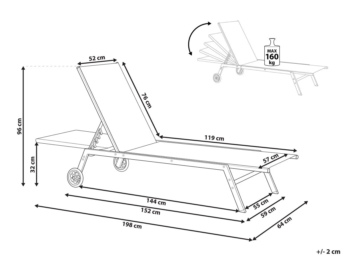 Tumbona De Metal/textil Trenzado Rojo/negro LEVANZO - Imagen 3