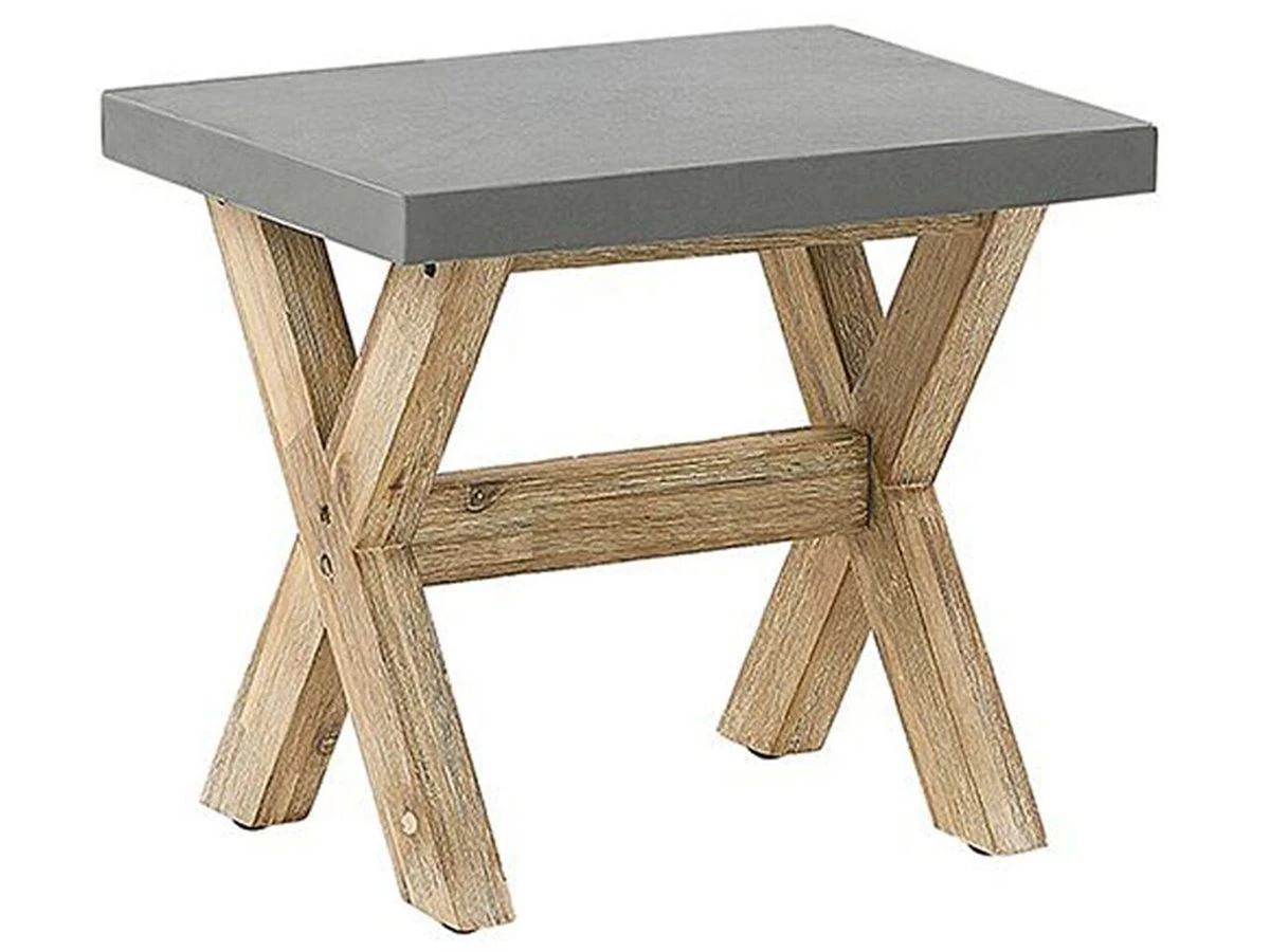 Conjunto De Jardín De Cemento Reforzado Mesa ⌀ 90 Cm 4 Taburetes Gris/madera Clara OLBIA - Imagen 7