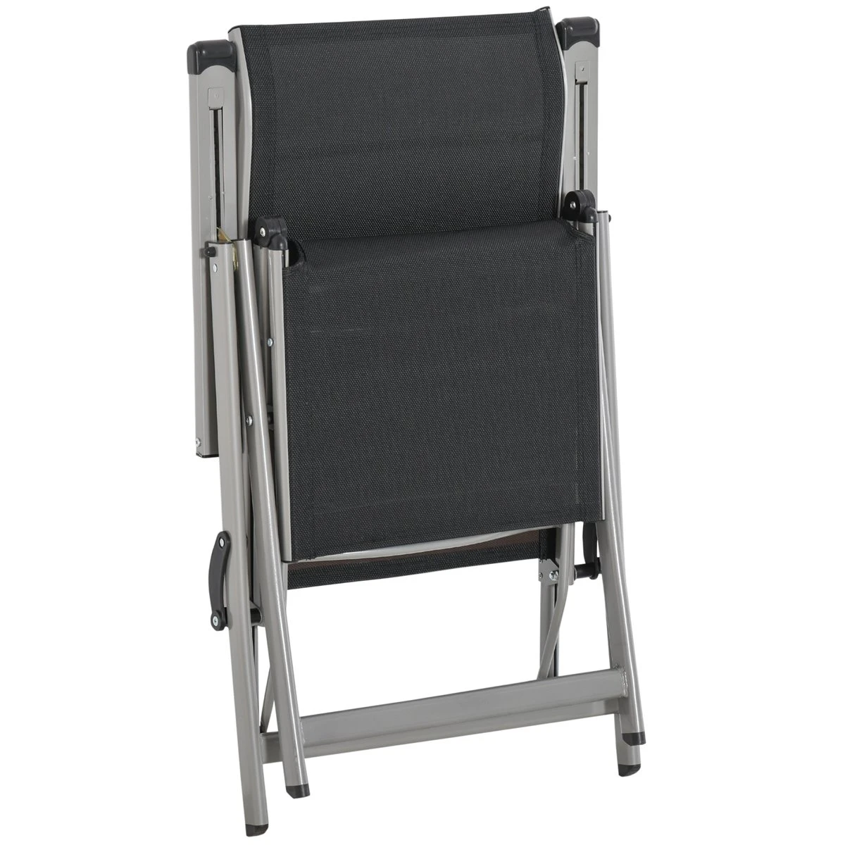 Outsunny Tumbona Plegable De Jardín Sillón Ajustable En 10 Posiciones Con Respaldo Alto Y Reposapiés Transpirable Carga Máx. 120 Kg 78x58x110 Cm Negro - Imagen 4