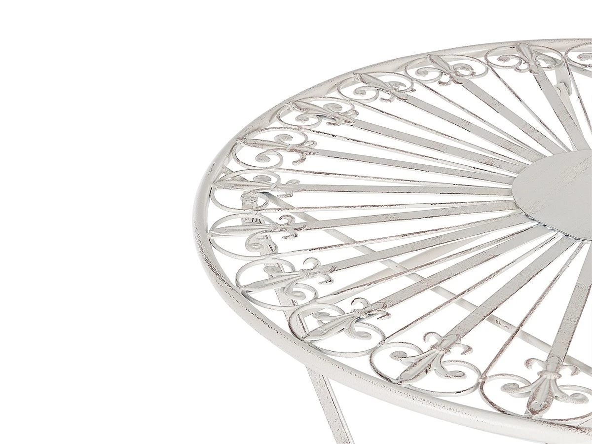 Mesa De Balcón De Metal Blanco Crema ø 70 Cm SCAFA - Imagen 5