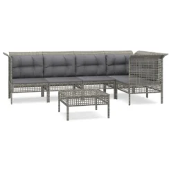 Set De Muebles De Jardín 6 Pzas Y Cojines Ratán Sintético Gris VidaXL